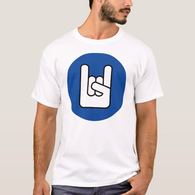 rocha na camisa do azul da mão da rocha (Frente)