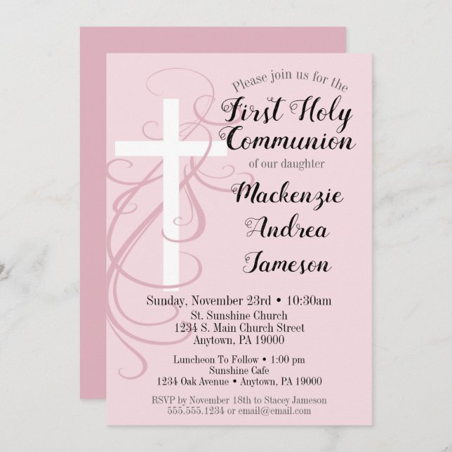 Rocha Rosa Cruzando Primeiro Sagrado Convite Comun (Frente/Verso)