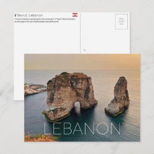 Rochas de Pombos, Beirute, Líbano Cartão Postal de