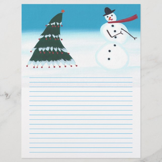 Rochedo Snowman e Tree Christmas Letterhead (Frente)