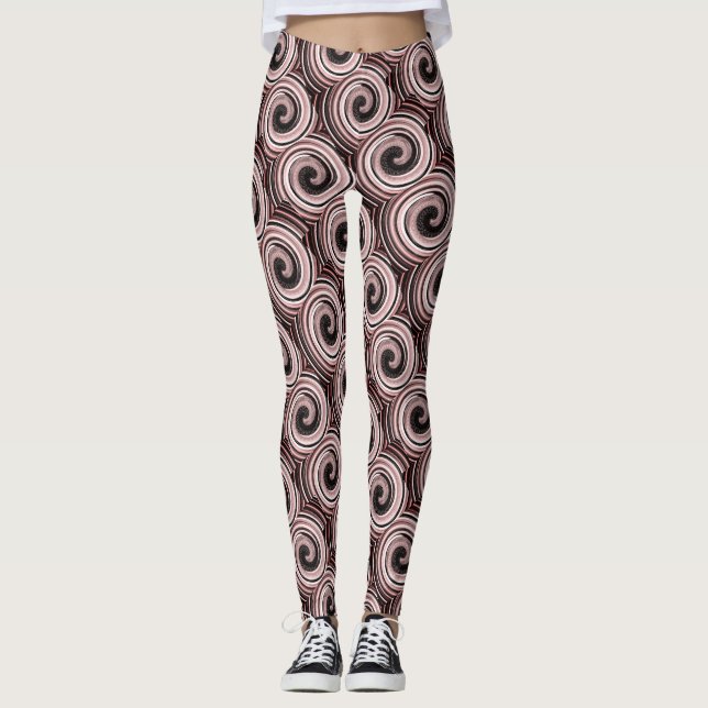 rochedos rosas e pretos rodopia leggings modernas  (Frente)