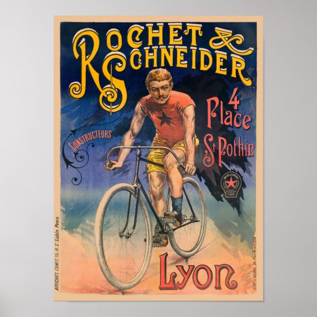 Rochet & Schneider França Poster vintage 1890 (Frente)