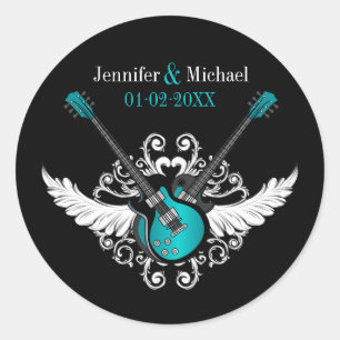 Rock and roll que Wedding etiquetas do preto da