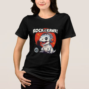 Rock e Rawr! Dinossauro bonito com Fones de ouvido