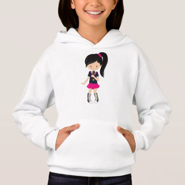 Rock Girl, Black Hair, Microfone, Cantora Banda (Frente)