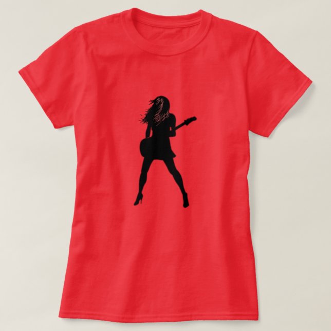 Rock N Roll Lady Silhouette - Pintura De Camisas (Frente do Design)