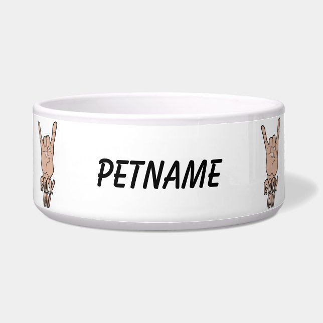 ROCK ON - tigelas de animais de companhia personal (Frente)