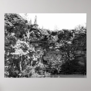 Rock Quarall Wall Pond Black White Impressão