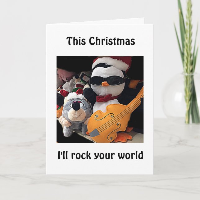 ROCK SEU MUNDO ESTE PINGUIM DE CARTÃO DE NATAL (Frente)