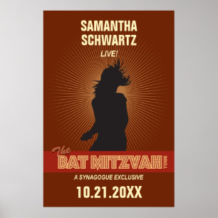 Rock Star Bat Mitzvah Poster em Brown