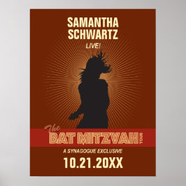 Rock Star Bat Mitzvah Poster em Brown