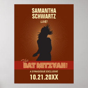Rock Star Bat Mitzvah Poster em Brown
