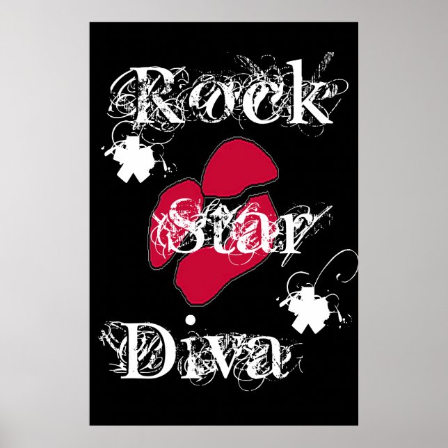 "Rock Star Diva In Black" Poster (Frente)