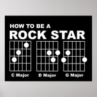 Rock Star Guitar Corre Encantado Poster Humor Impr