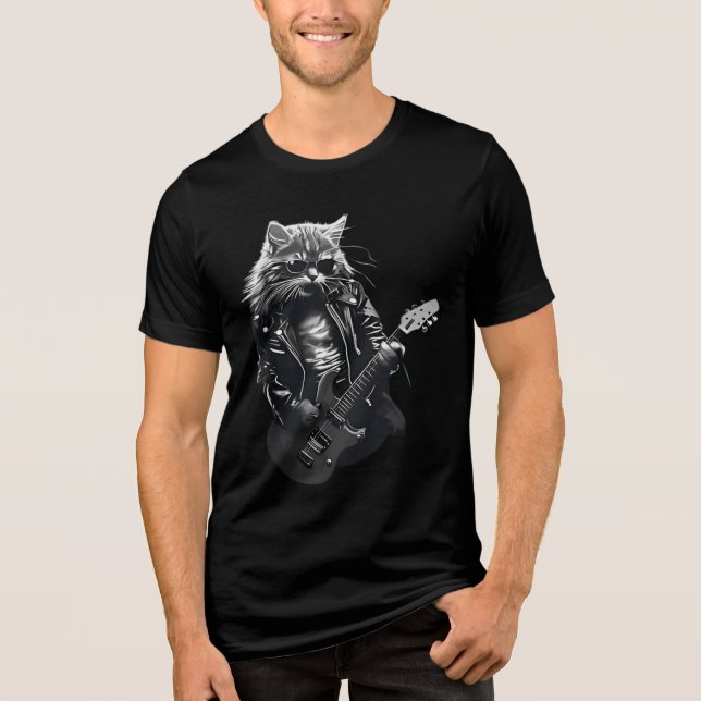 rocker metal cat tshirt (Frente)