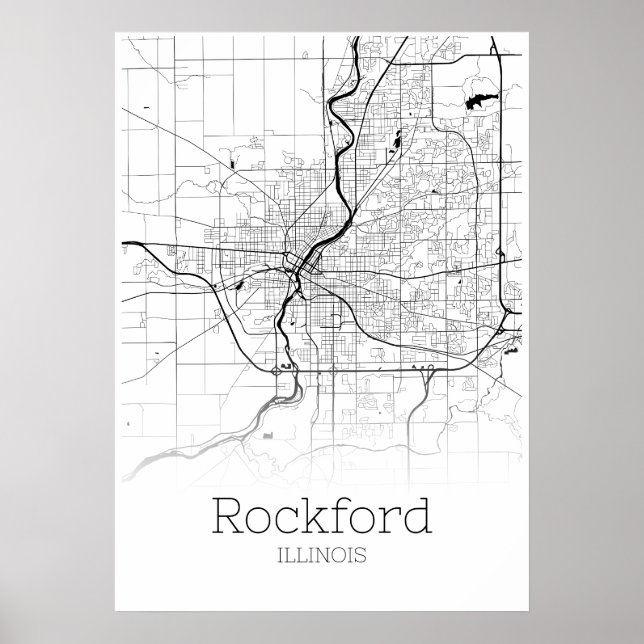Rockford Map - Illinois - City Map Poster (Frente)