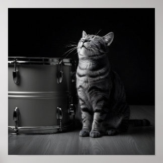 Rocking cat Poster _Cool black cat Rock Music