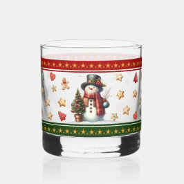 Rocks Glass with Snowman and Christmas Cookies