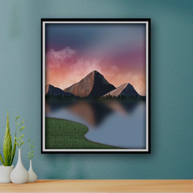 Rocky Mountain Landscape Lake Poster Art Impressão (Criador carregado)