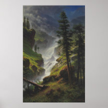 Rocky Mountain Waterfall - Bierstadt Impressão