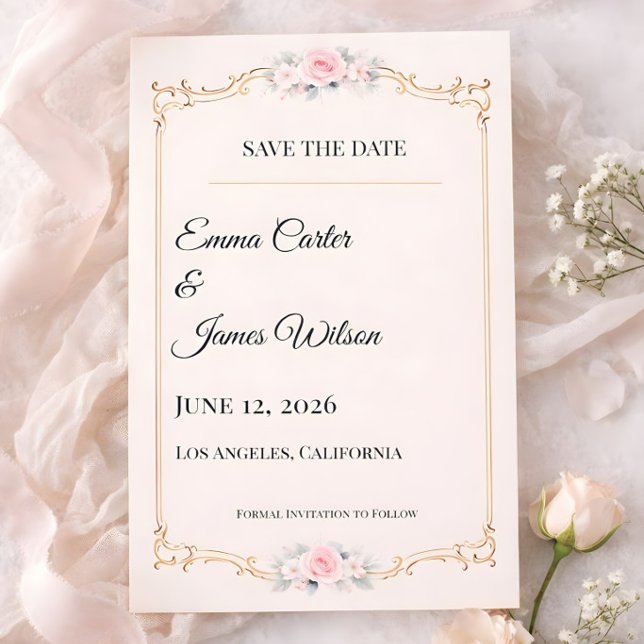 Rococo Blush Save the Date (Rococco save the date card for rococco collection
)