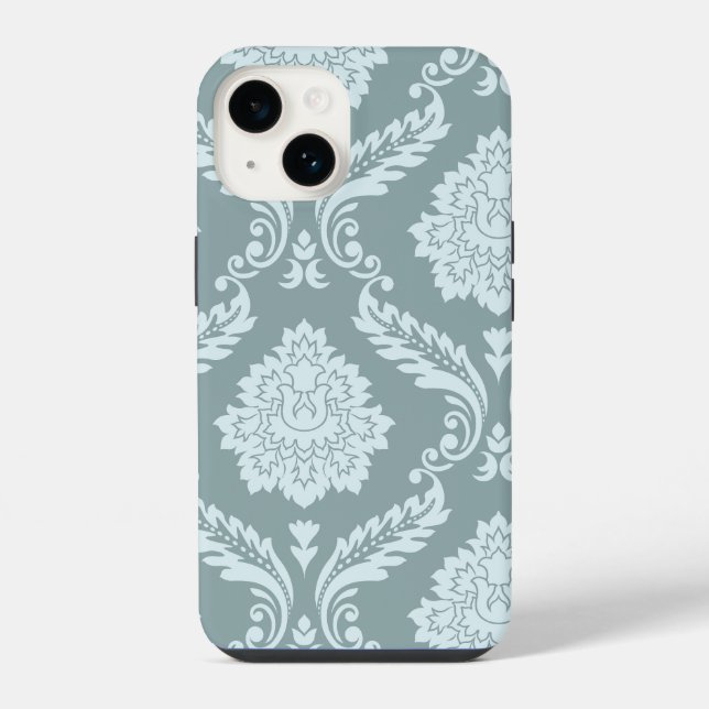 Rococo Damask Art I Duck Egg Blue+Teal (Verso)