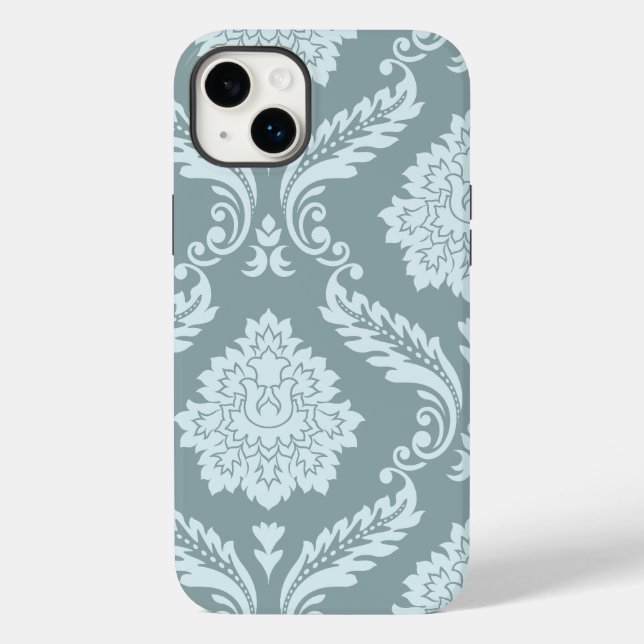Rococo Damask Art I Duck Egg Blue+Teal (Verso)