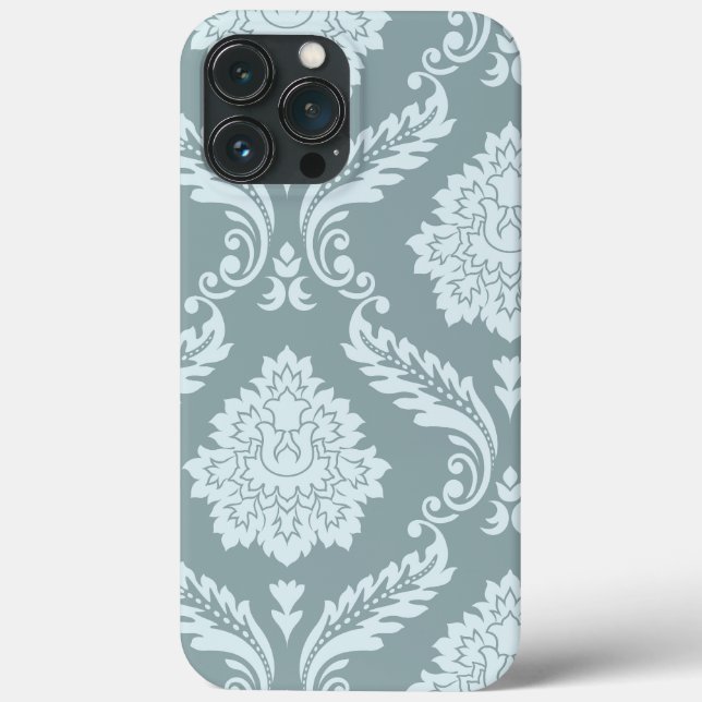 Rococo Damask Art I Duck Egg Blue+Teal (Verso)