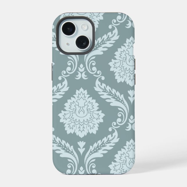 Rococo Damask Art I Duck Egg Blue+Teal (Verso)