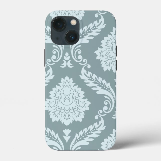 Rococo Damask Art I Duck Egg Blue+Teal (Verso)