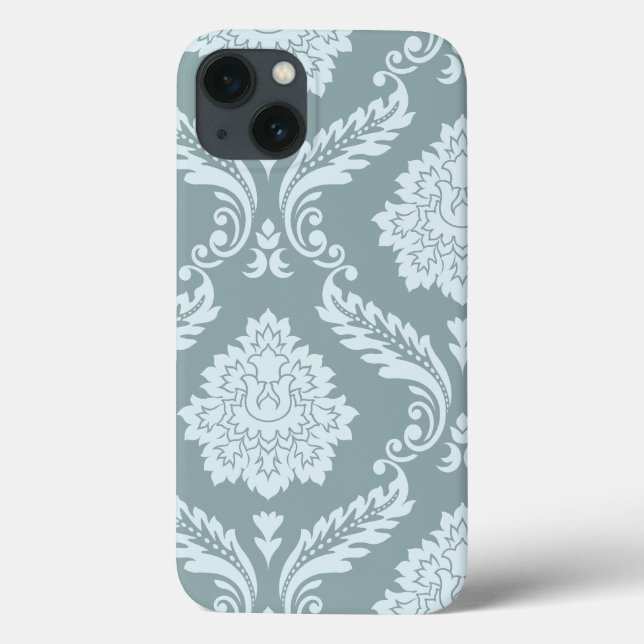 Rococo Damask Art I Duck Egg Blue+Teal (Verso)