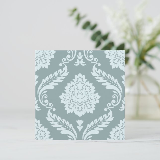 Rococo Damask Lg Pattern Duck Egg Blue+Teal (Em pé/Frente)