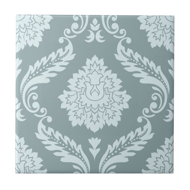 Rococo Damask Lg Pattern Duck Egg Blue+Teal (Frente)