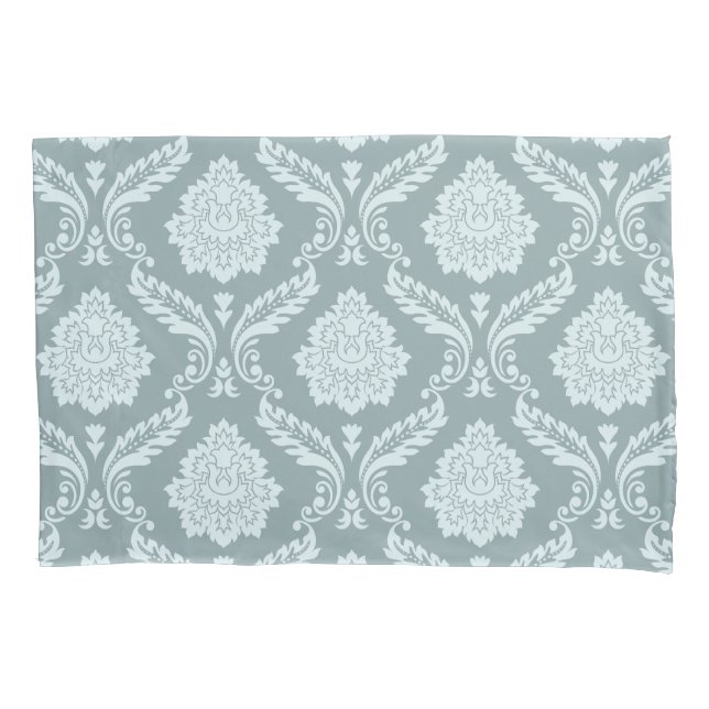 Rococo Damask Pattern Duck Egg Blue+Teal (Frente)