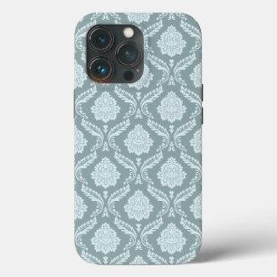 Rococó Damask Repetição Padrão Azul Ovo de Pato +