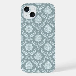 Rococo Damask Rpt Padrão Ovo de Pato Azul+Turquesa