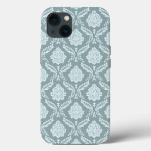 Rococo Damask Rpt Padrão Ovo de Pato Azul+Turquesa