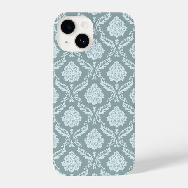 Rococo Damask Rpt Pattern Duck Egg Blue+Teal (Verso)