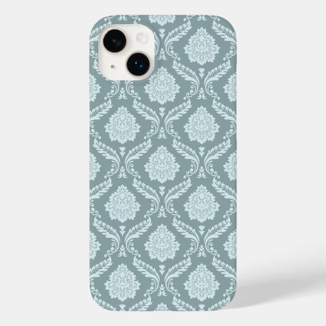 Rococo Damask Rpt Pattern Duck Egg Blue+Teal (Verso)