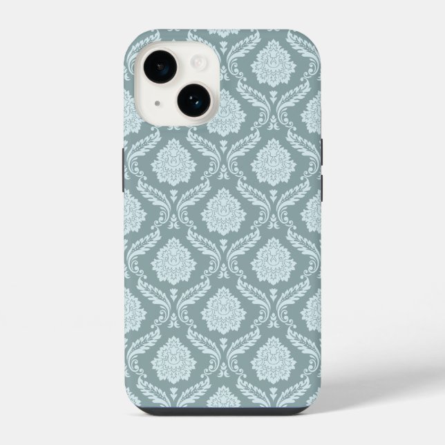 Rococo Damask Rpt Pattern Duck Egg Blue+Teal (Verso)