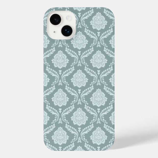 Rococo Damask Rpt Pattern Duck Egg Blue+Teal (Verso)