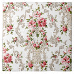 Rococo Floral Branco Elegante<br><div class="desc">Vintage elegante,  romântico e ornamentado,  estilo francês Rococo,  floral sem costura,  com rosas cor-de-rosa e escrolagem decorativa sobre fundo branco.</div>