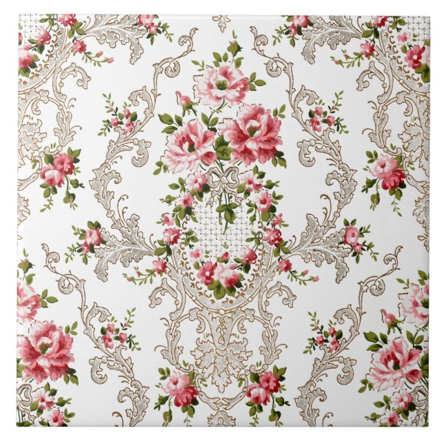 Rococo Floral Branco Elegante (Frente)