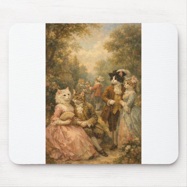 Rococo Garden Cats Gathering Mousepad (Frente)