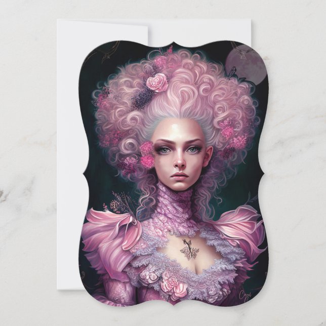 Rococo Lady Fantasy Queen Flat Card (Frente)
