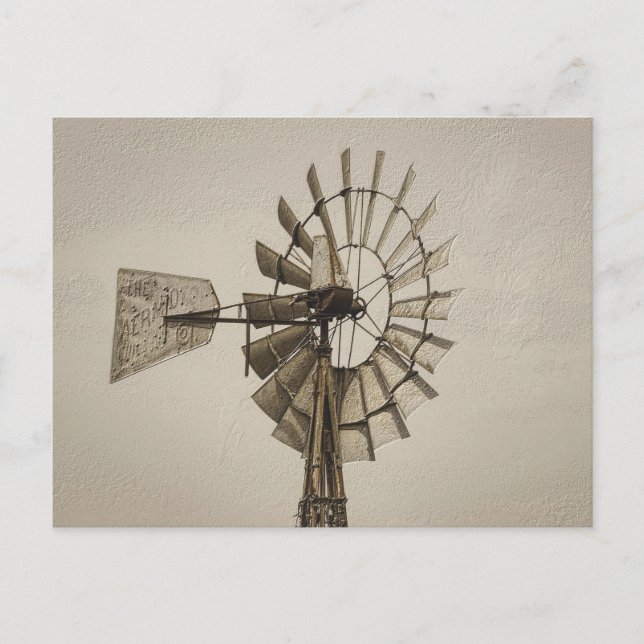 Roda De Moinho De Vento Sepia Cartão Postal em Bra (Frente)