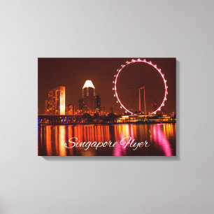 Roda De Voo De Cingapura À Noite Com Canvas Skylin