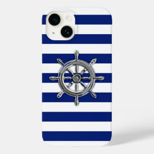 Roda Náutica Chrome Impressa em Listras Navy