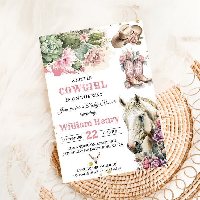 Rodeio rosa - Convite para Chá de fraldas de vaque (Criador carregado)