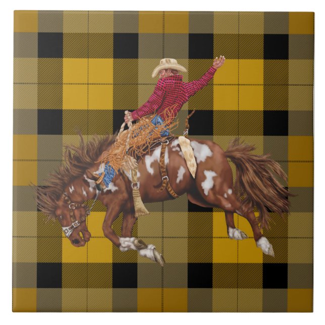 Rodeo Cowboy Bronco Comprando Na Xadrez (Frente)